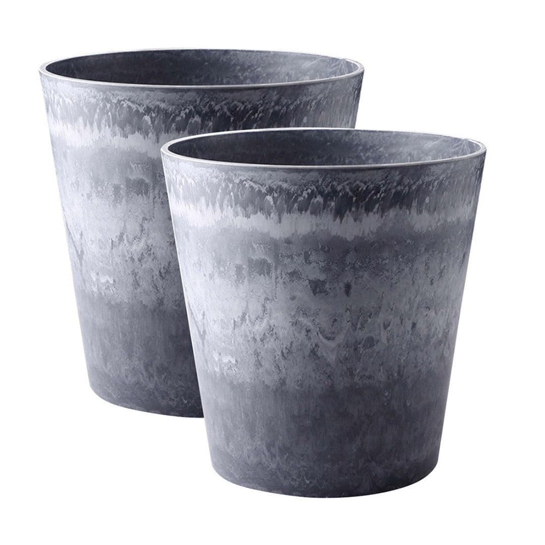 SOGA 2X 32cm Weathered Grey Round Resin Plant Flower Pot in Cement Pattern Planter Cachepot for Indoor Home Office $ 151.50