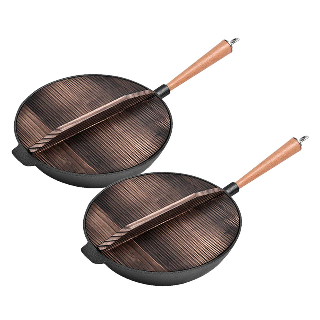 SOGA 2X 31cm Commercial Cast Iron Wok FryPan Fry Panl $ 226.50