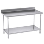 SOGA Commercial Catering Kitchen Stainless Steel Prep Work Bench Table with Back-splash 150*70*85cm $ 566.90
