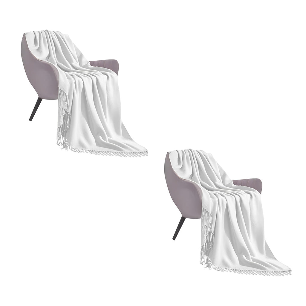 SOGA 2X White Acrylic Knitted Throw Blanket Solid Fringed Warm Cozy Woven Cover Couch Bed Sofa Home Decor $ 151.50