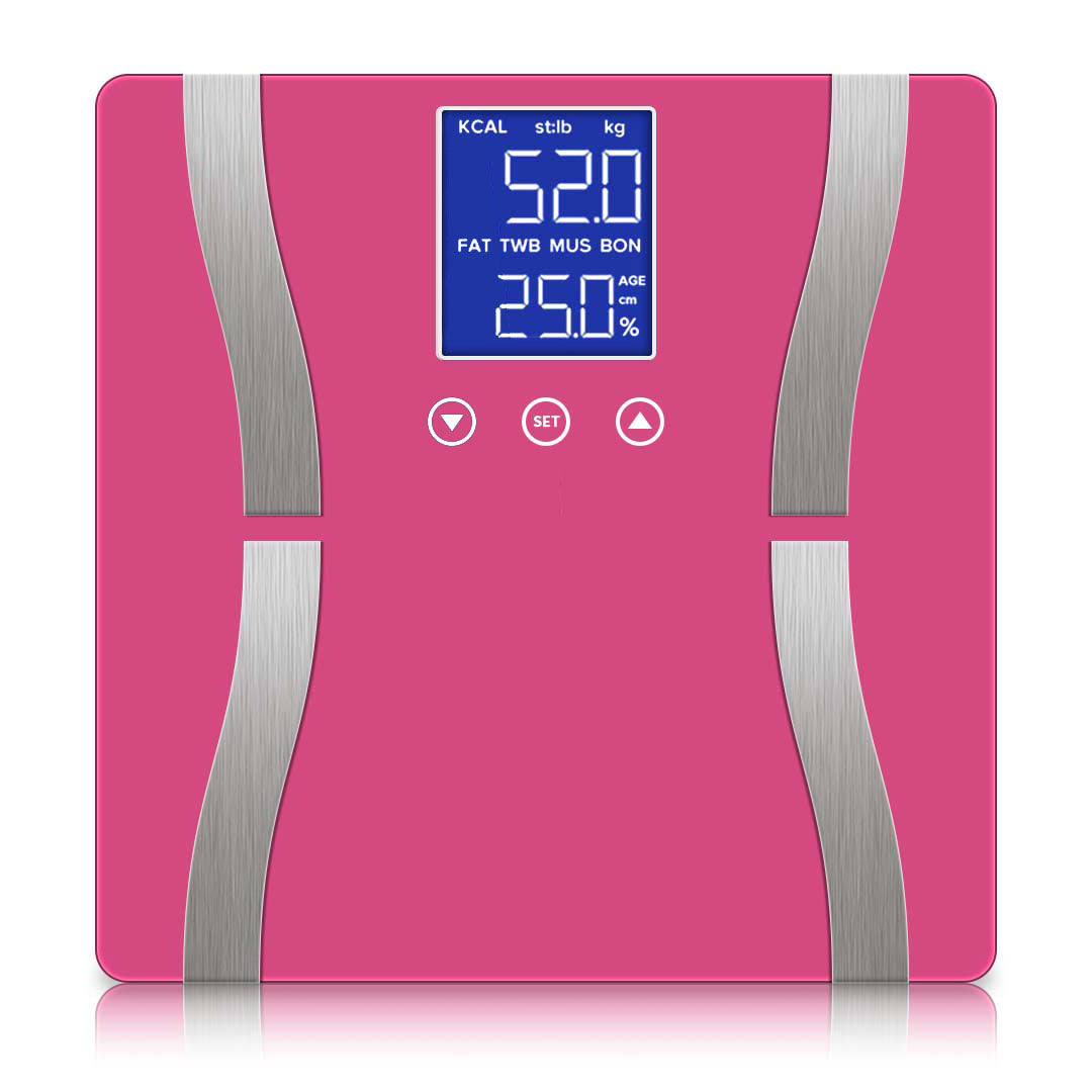 SOGA Glass LCD Digital Body Fat Scale Bathroom Electronic Gym Water Weighing Scales Pink $ 33.50