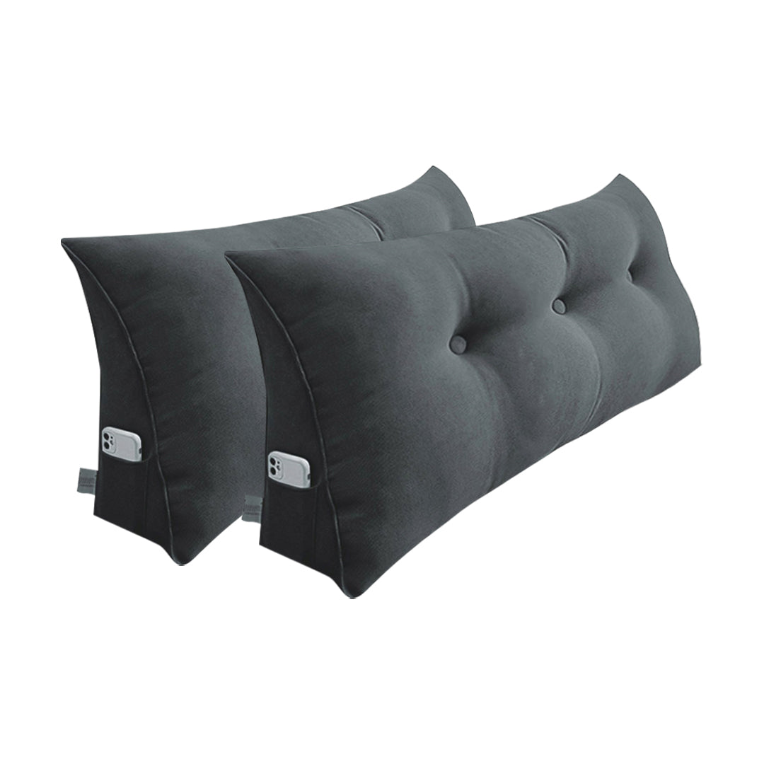 SOGA 2X 100cm Dark Grey Triangular Wedge Bed Pillow Headboard Backrest Bedside Tatami Cushion Home Decor