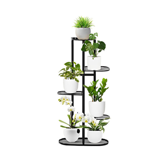 SOGA 5 Tier 6 Pots Black Metal Plant Rack Flowerpot Storage Display Stand Holder Home Garden Decor