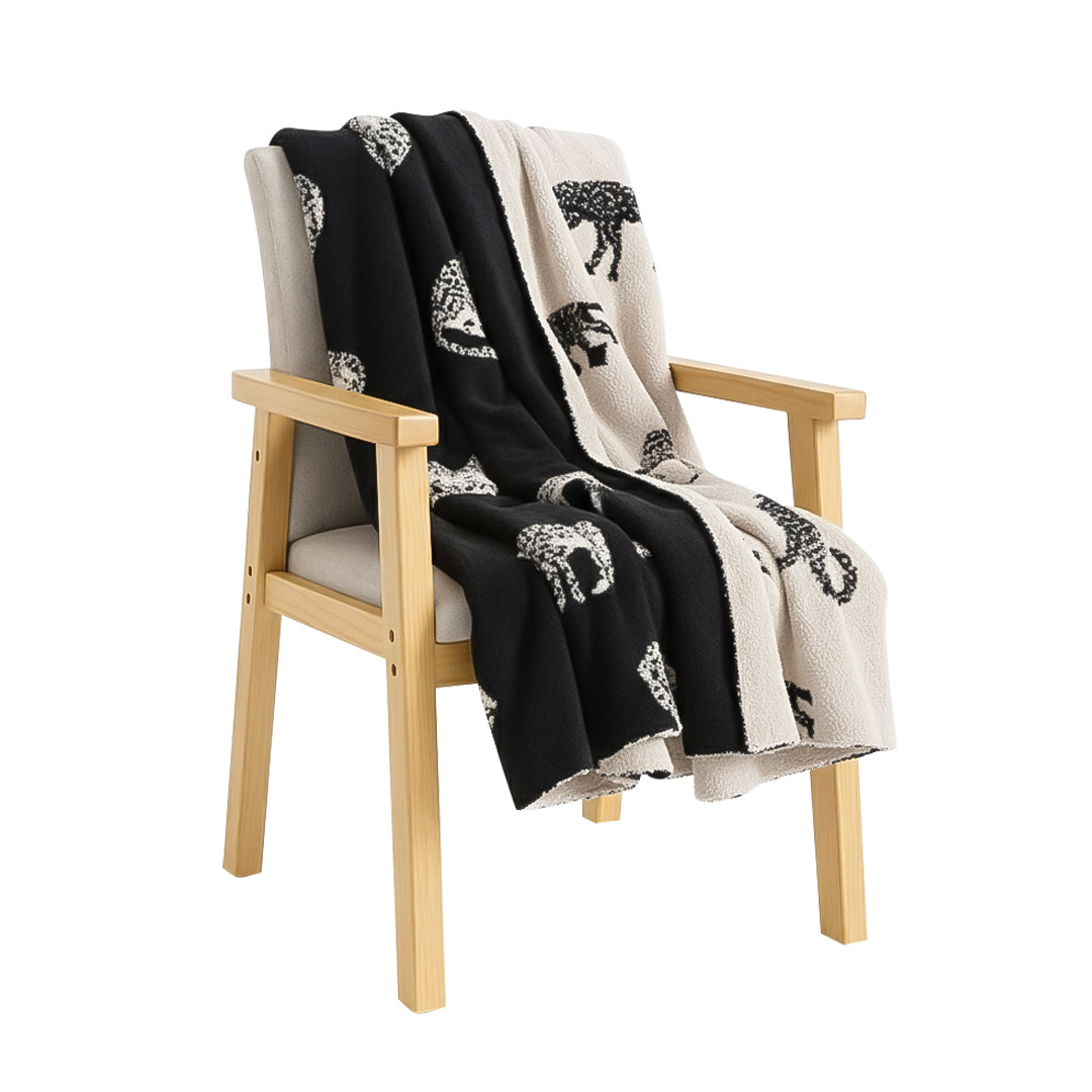 SOGA Black Cream Animal Print Throw Blanket 130x180cm Polyester $ 117.90