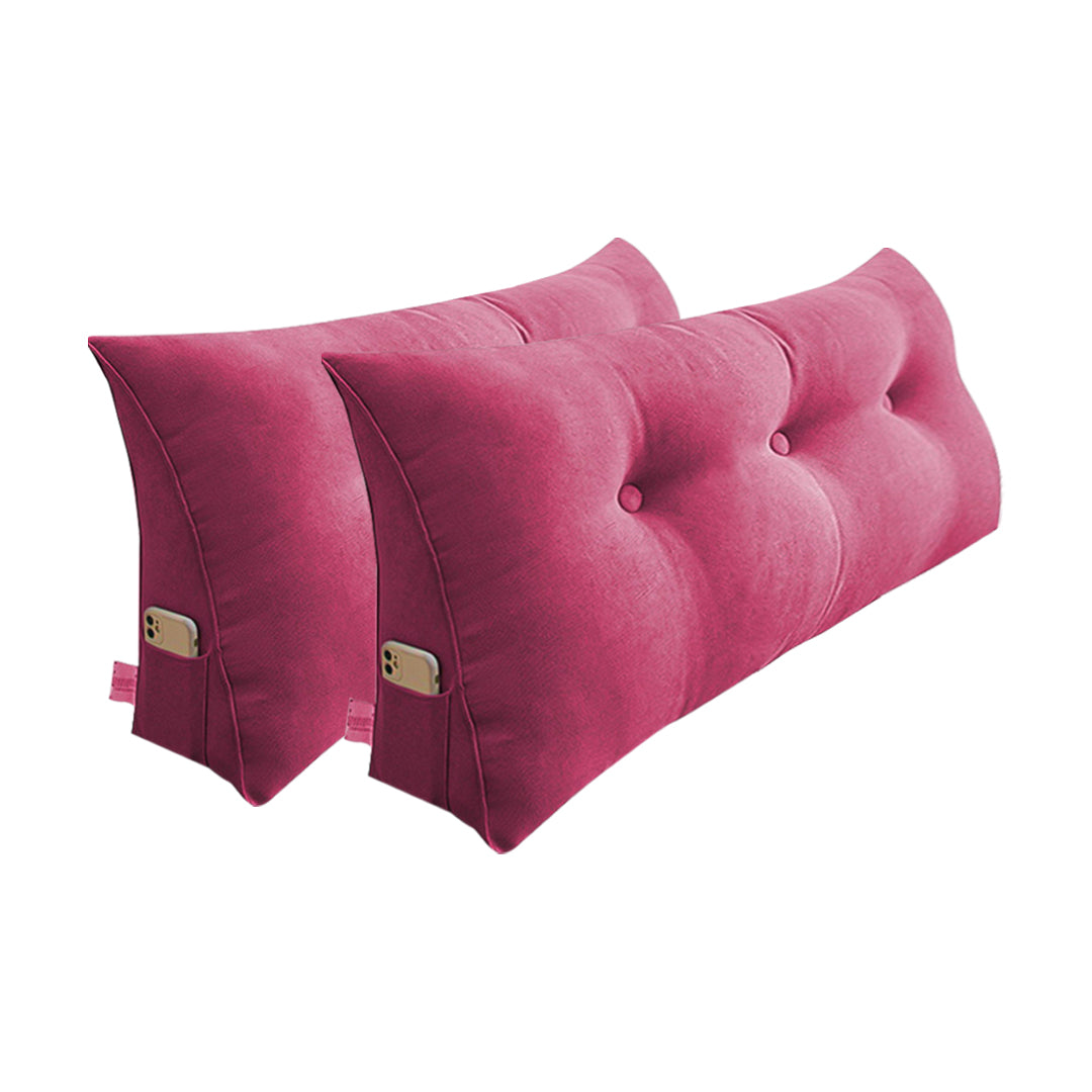 SOGA 2X 100cm Crabapple Red Triangular Wedge Bed Pillow Headboard Backrest Bedside Tatami Cushion Home Decor