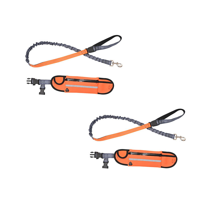 SOGA 2X Orange Adjustable Hands-Free Pet Leash Bag Dog Lead Walking Running Jogging Pet Essentials $ 55.90