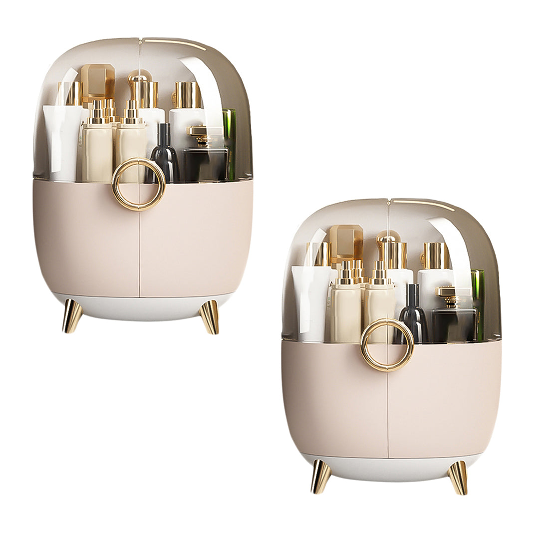 SOGA 2X Pink Transparent Countertop Makeup Organiser Cosmetic Storage Waterproof Dustproof Bathroom Skincare Holder with Lid $ 129.50