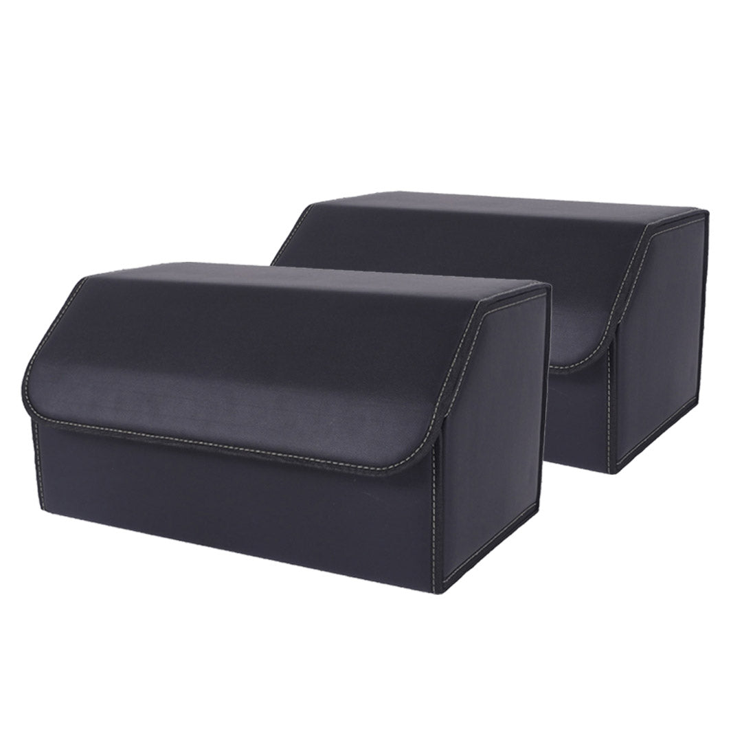 SOGA 2X Leather Car Boot Collapsible Foldable Trunk Cargo Organizer Portable Storage Box Black Large $ 86.50