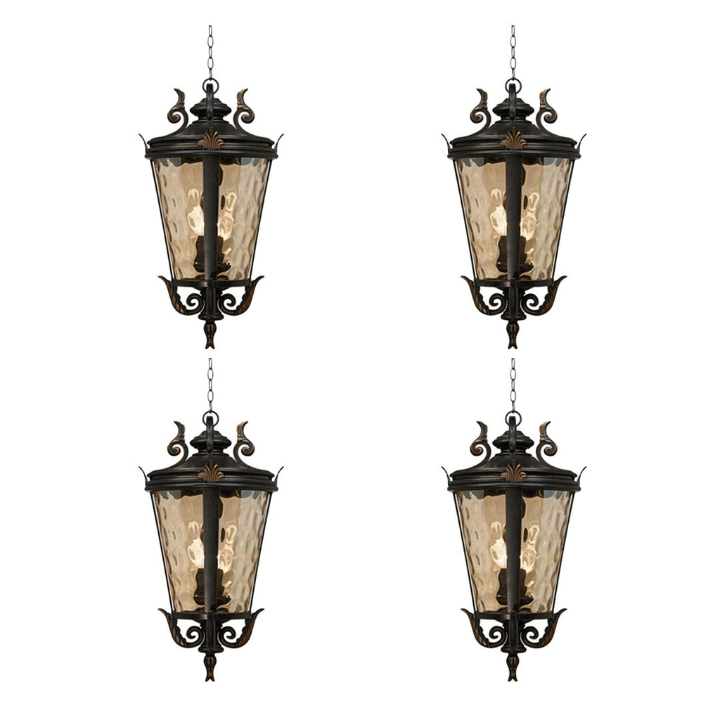 Vintage Lamp 4X 60.3cm Aluminum & Glass Lantern Elegant Chandelier Style Classic Hanging Light Antique-Inspired Design $ 2153.50