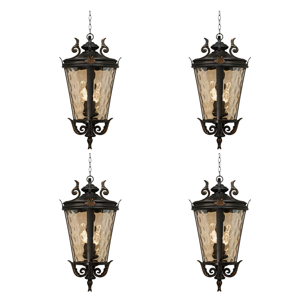 Vintage Lamp 4X 60.3cm Aluminum & Glass Lantern Elegant Chandelier Style Classic Hanging Light Antique-Inspired Design $ 2153.50