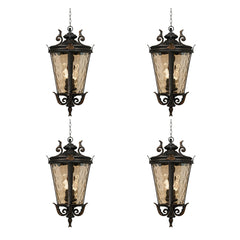 Vintage Lamp 4X 60.3cm Aluminum & Glass Lantern Elegant Chandelier Style Classic Hanging Light Antique-Inspired Design