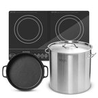 SOGA Dual Burners Cooktop Stove 30cm Cast Iron Skillet and 17L Stainless Steel Stockpot 28cm $ 384.50