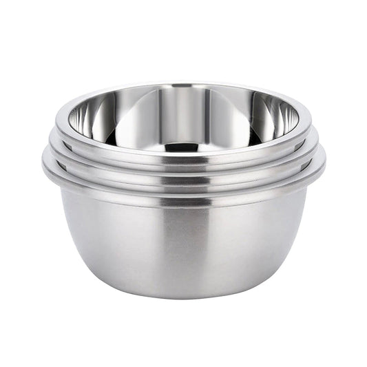 SOGA 3Pcs Deepen Polished Stainless Steel Stackable Baking Washing Mixing Bowls Set Food Storage Basin