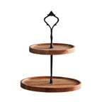 SOGA 15cm 2 Tier Brown Round Wooden Acacia Dessert Tray Cake Snacks Cupcake Stand Buffet Serving Countertop Decor $ 44.50
