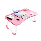 SOGA Pink Portable Bed Table Adjustable Folding Mini Desk Notebook Stand Card Slot Holder with Cup-Holder Home Decor $ 43.50