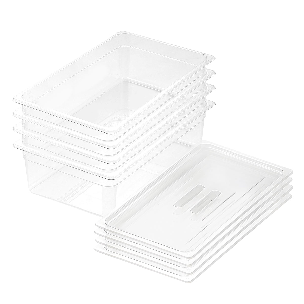 SOGA 150mm Clear Gastronorm GN Pan 1/1 Food Tray Storage Bundle of 4 with Lid