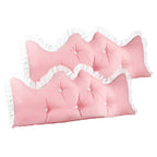 SOGA 2X 150cm Pink Princess Bed Pillow Headboard Backrest Bedside Tatami Sofa Cushion with Ruffle Lace Home Decor