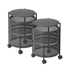 SOGA 2X 2 Tier Steel Round Rotating Kitchen Cart Multi-Functional Shelves Storage Organizer with Wheels $ 129.50