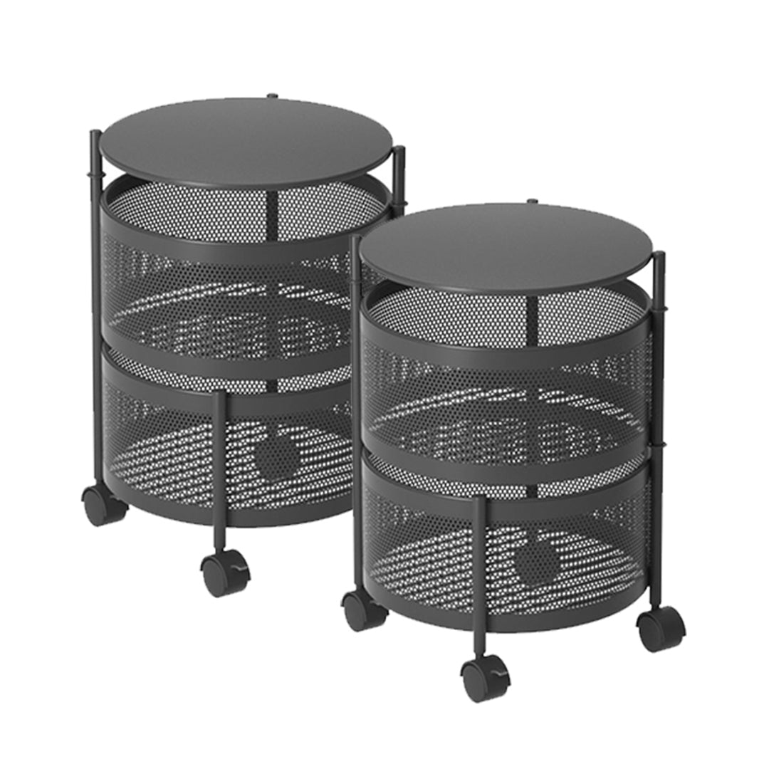 SOGA 2X 2 Tier Steel Round Rotating Kitchen Cart Multi-Functional Shelves Storage Organizer with Wheels $ 129.50