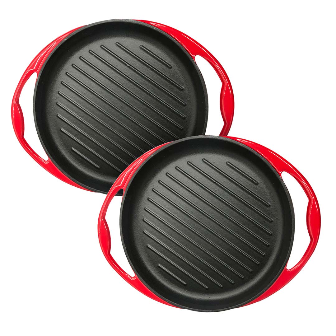 SOGA 2X Enamel porcelain Cast Iron Frying Pan Skillet Non-stick Coating Steak Sizzle Platter 26cm $ 107.90