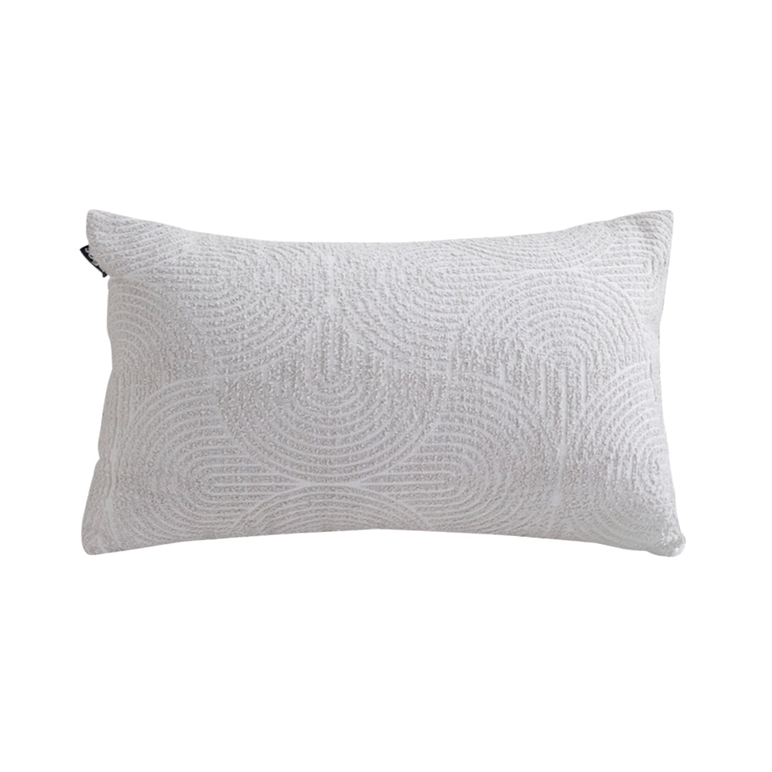 SOGA 35cm Throw Pillow Beige Gray Lumbar Embroidered Decorative Cover Stitch for Home Decor