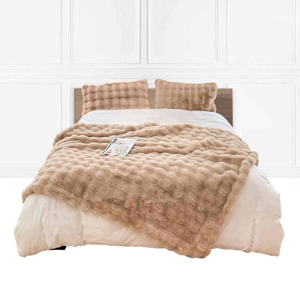 SOGA 200cm Light Camel Fur Fuzzy Super Soft and Cozy Fluffy Throw Blanket $ 162.50