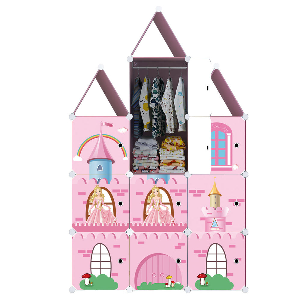 SOGA 10 Cubes DIY Castle Print Portable Wardrobe Divide-Grid Modular Storage Organiser Foldable Closet $ 132.50
