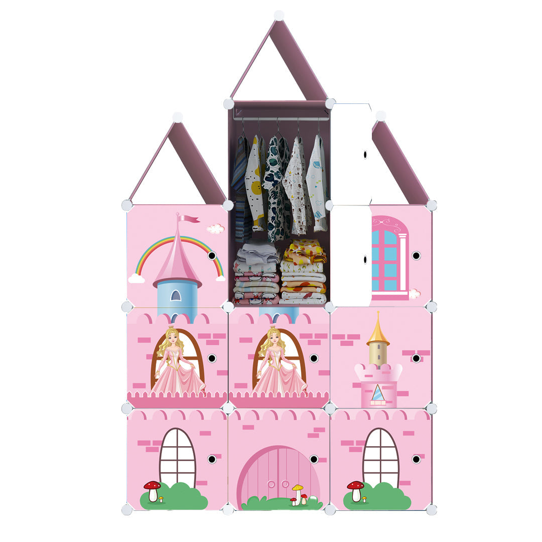 SOGA 10 Cubes DIY Castle Print Portable Wardrobe Divide-Grid Modular Storage Organiser Foldable Closet $ 132.50