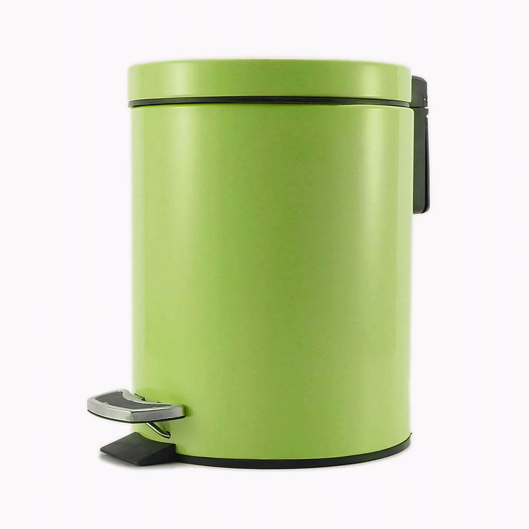 SOGA Foot Pedal Stainless Steel Rubbish Recycling Garbage Waste Trash Bin Round 7L Green