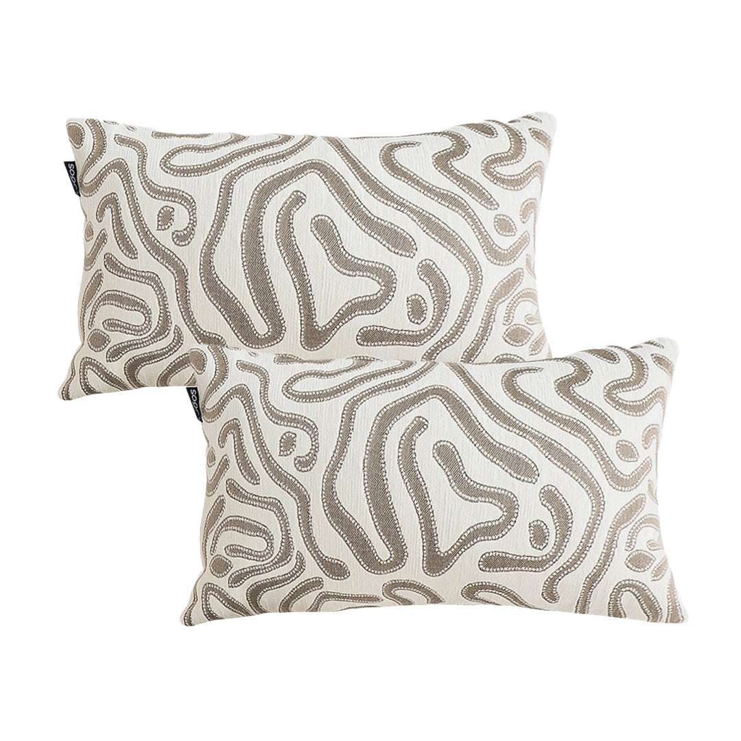 SOGA 2X 30cm Gray White Abstract Swirl Pattern Decorative Throw Pillow $ 140