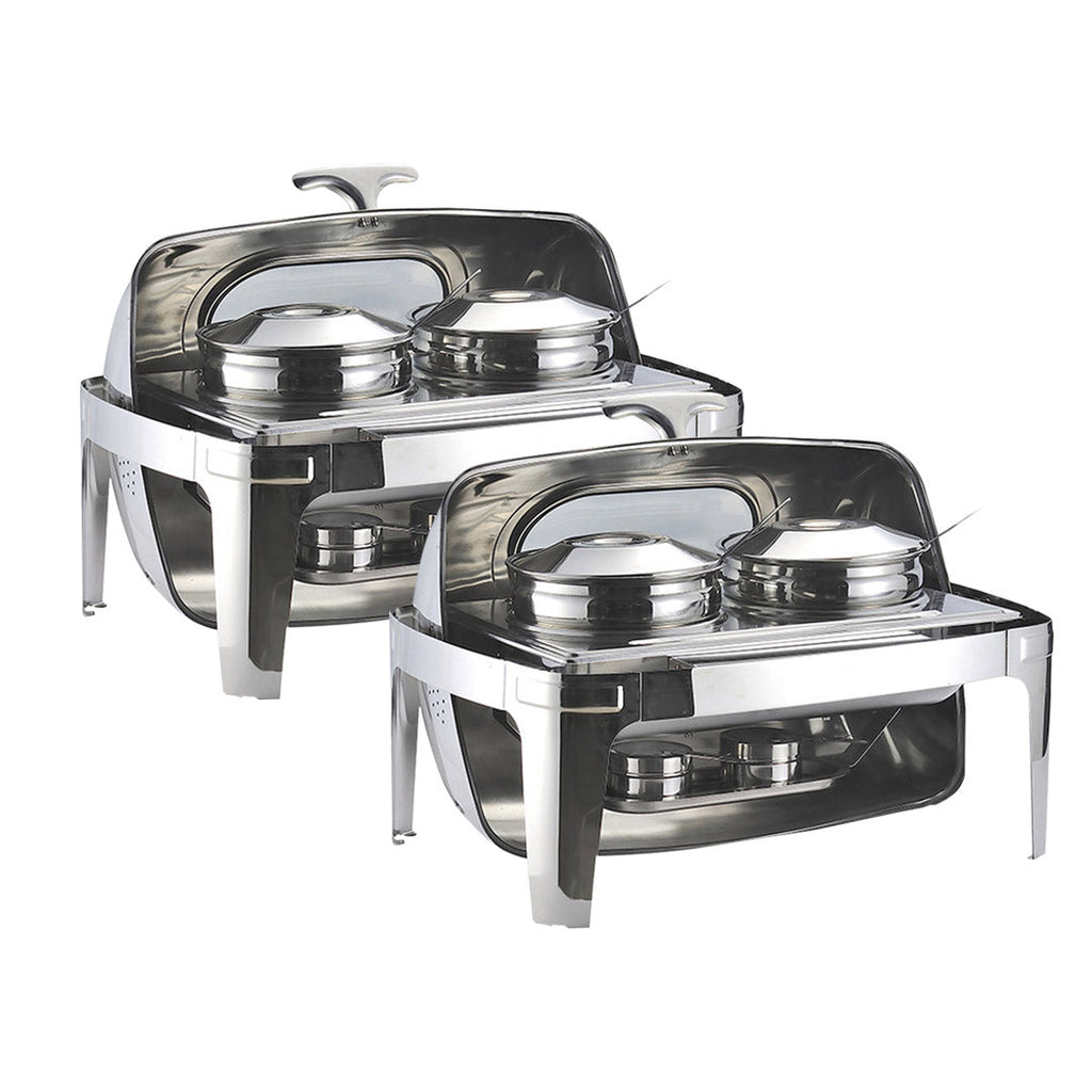 SOGA 2X 6.5L Stainless Steel Double Soup Tureen Bowl Station Roll Top Buffet Chafing Dish Catering Chafer Food Warmer Serve $ 819.50