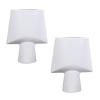SOGA 2X 21x25.5cm Small White Ornament Geometric Decor Ceramic Vase Flower Pots Decorative for Living Room Decoration