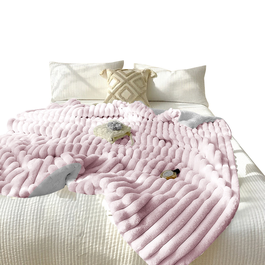 SOGA 150x200cm Throw Blanket Bean Paste Pink Premium Milk Velvet Luxuriously Soft Cozy Bedding $ 133.50