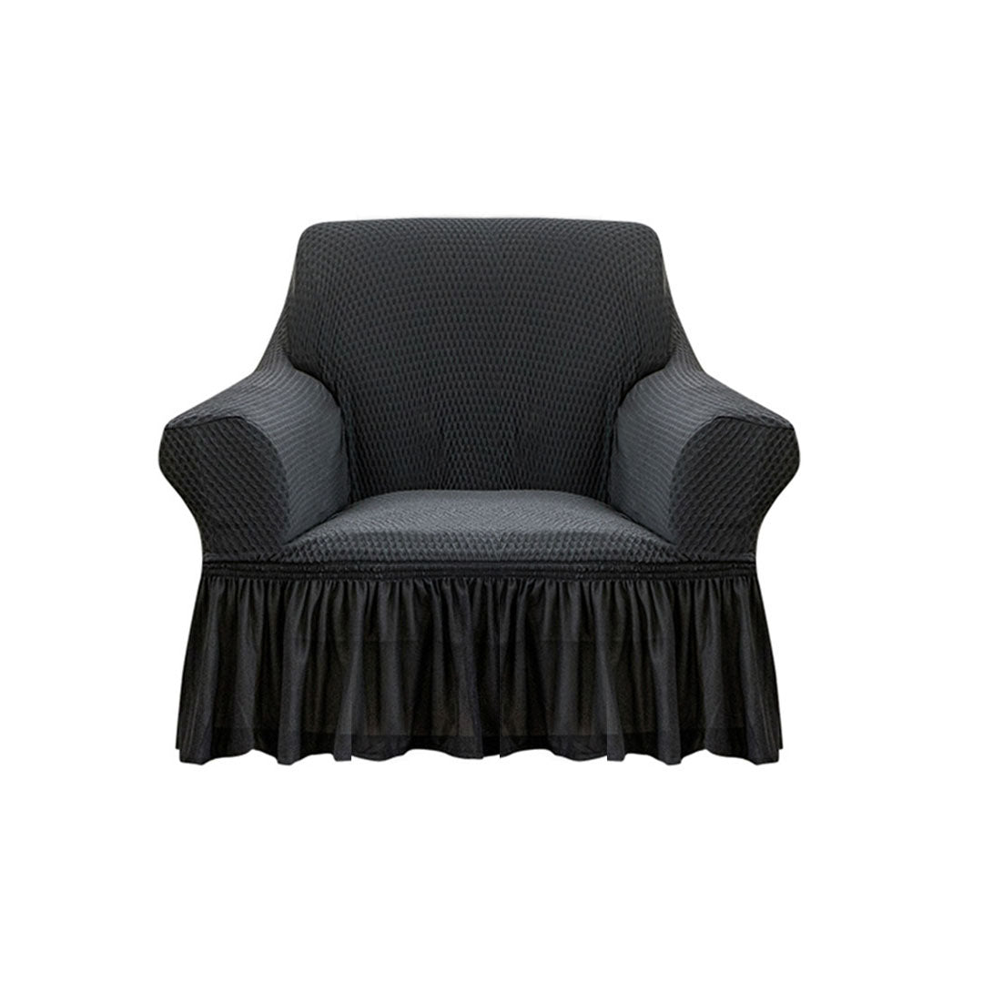 SOGA 1-Seater Dark Grey Sofa Cover with Ruffled Skirt Couch Protector High Stretch Lounge Slipcover Home Decor $ 72.50
