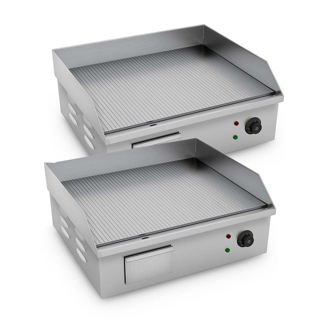 SOGA 2X Electric Stainless Steel Ribbed Griddle Commercial Grill BBQ Hot Plate $ 1013.50