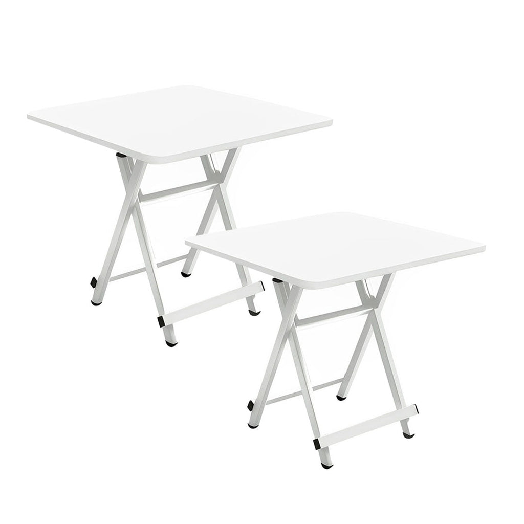 SOGA 2X White Dining Table Portable Square Surface Space Saving Folding Desk with Lacquered Legs Home Decor $ 183.50