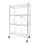 SOGA 4 Tier Steel White Foldable Display Stand Multi-Functional Shelves Storage Organizer with Wheels $ 122.50