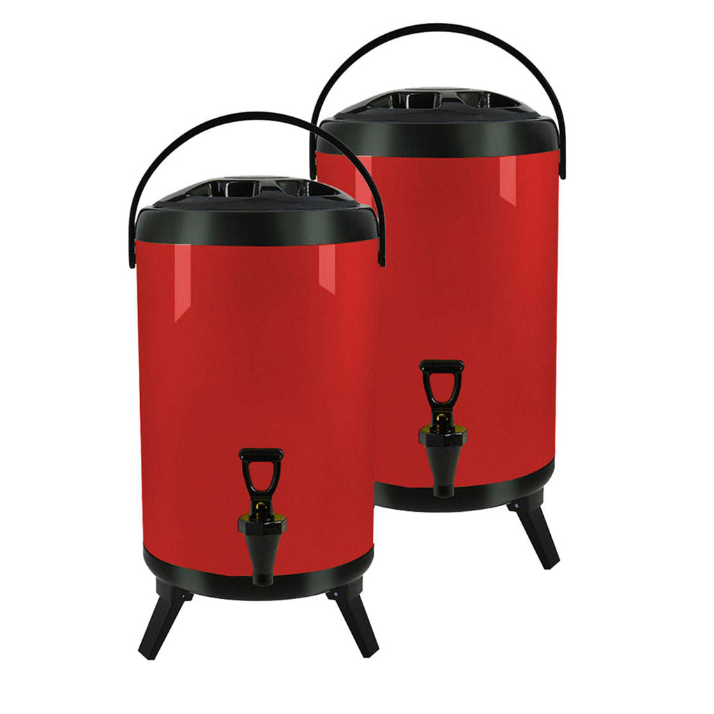 SOGA 2X 18L Stainless Steel Insulated Milk Tea Barrel Hot and Cold Beverage Dispenser Container with Faucet Red $ 215.50