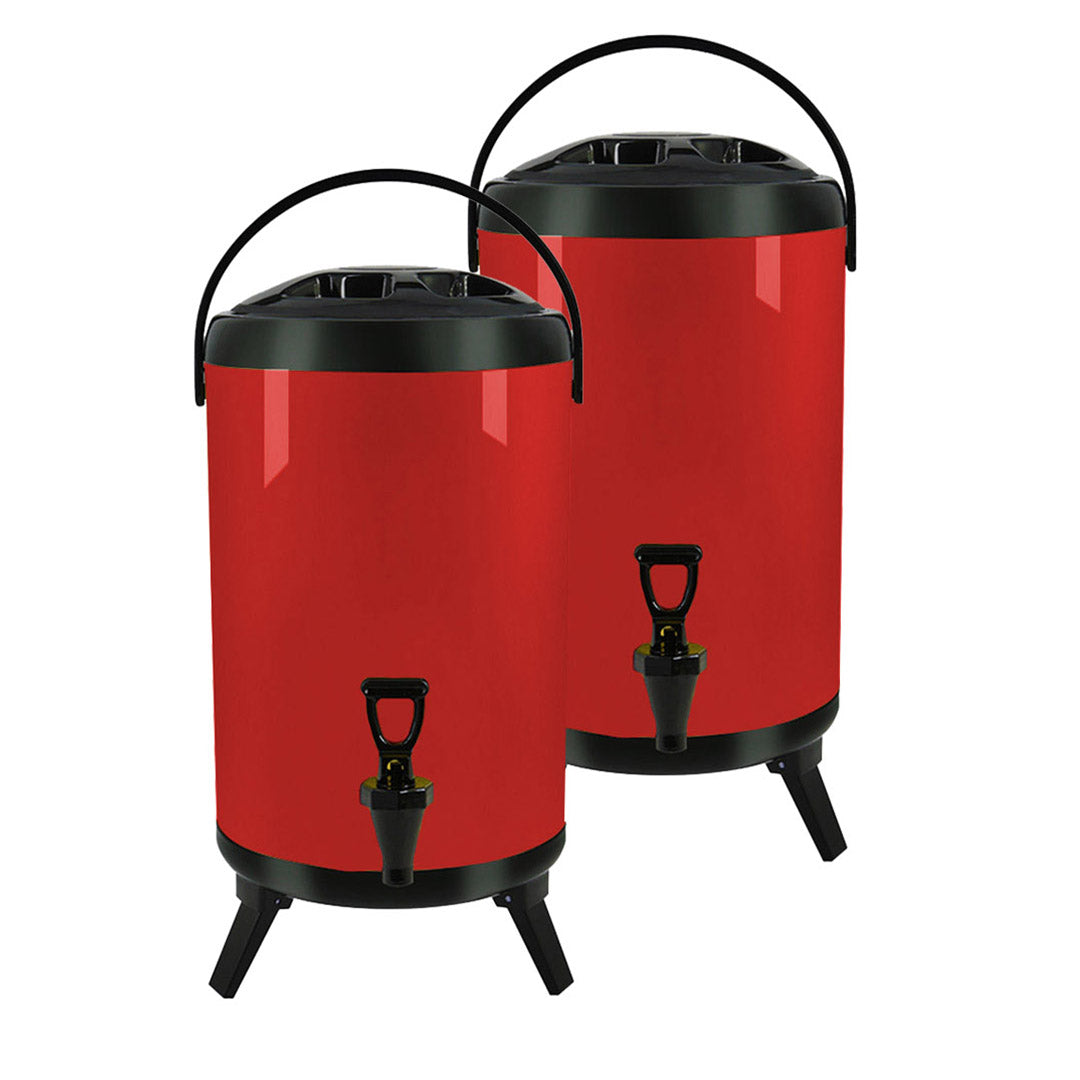 SOGA 2X 18L Stainless Steel Insulated Milk Tea Barrel Hot and Cold Beverage Dispenser Container with Faucet Red $ 215.50