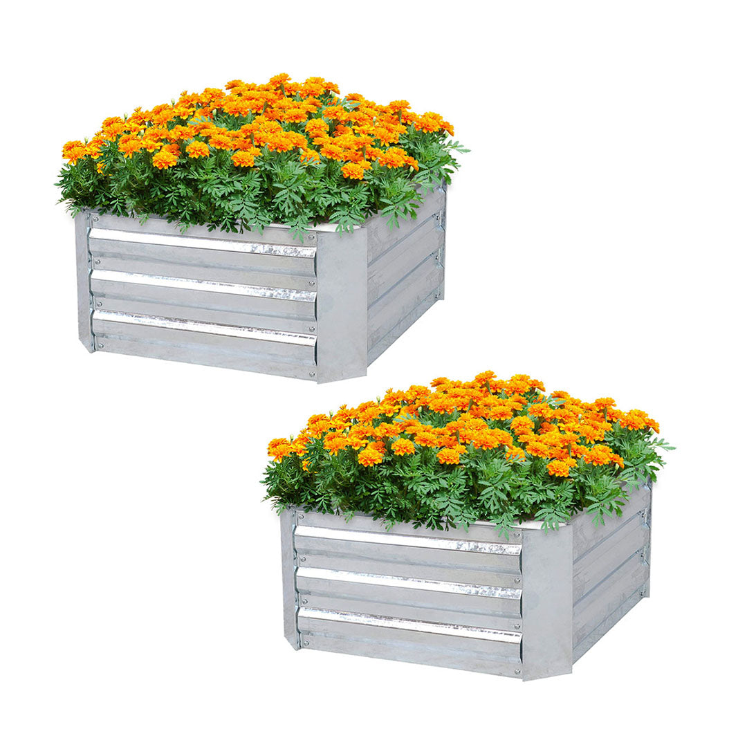 SOGA 2X 90cm Square Galvanised Raised Garden Bed Vegetable Herb Flower Outdoor Planter Box $ 193.90