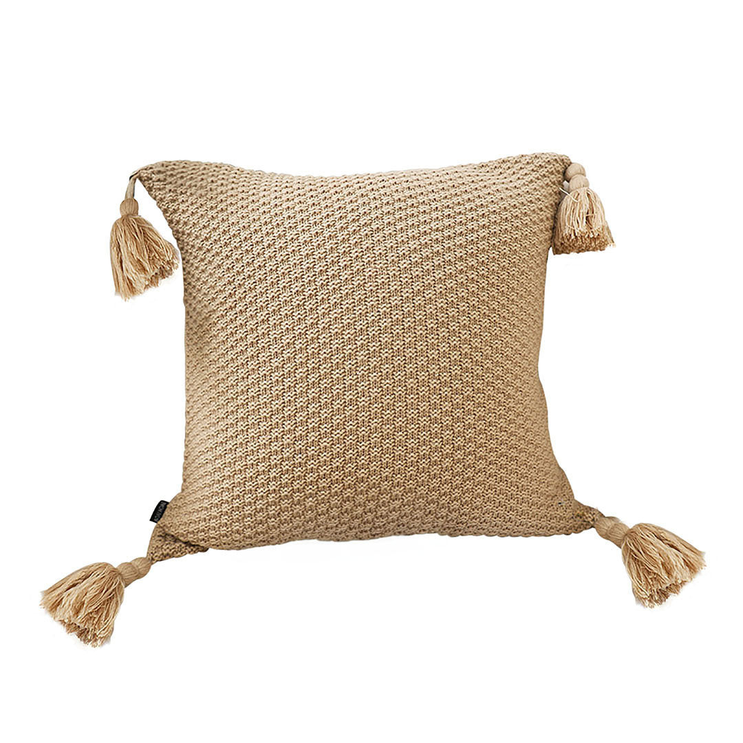 SOGA 50CM Light Brown Pillow with Tassel Accents Rizzy Transitional Cover Throw Pillow $ 55.50