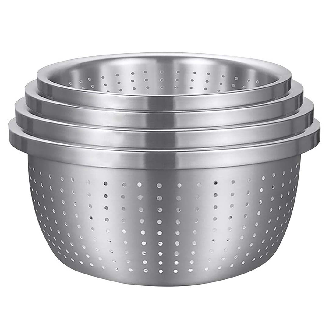 SOGA Stainless Steel Nesting Basin Colander Perforated Kitchen Sink Washing Bowl Metal Basket Strainer Set of 4 $ 111.50