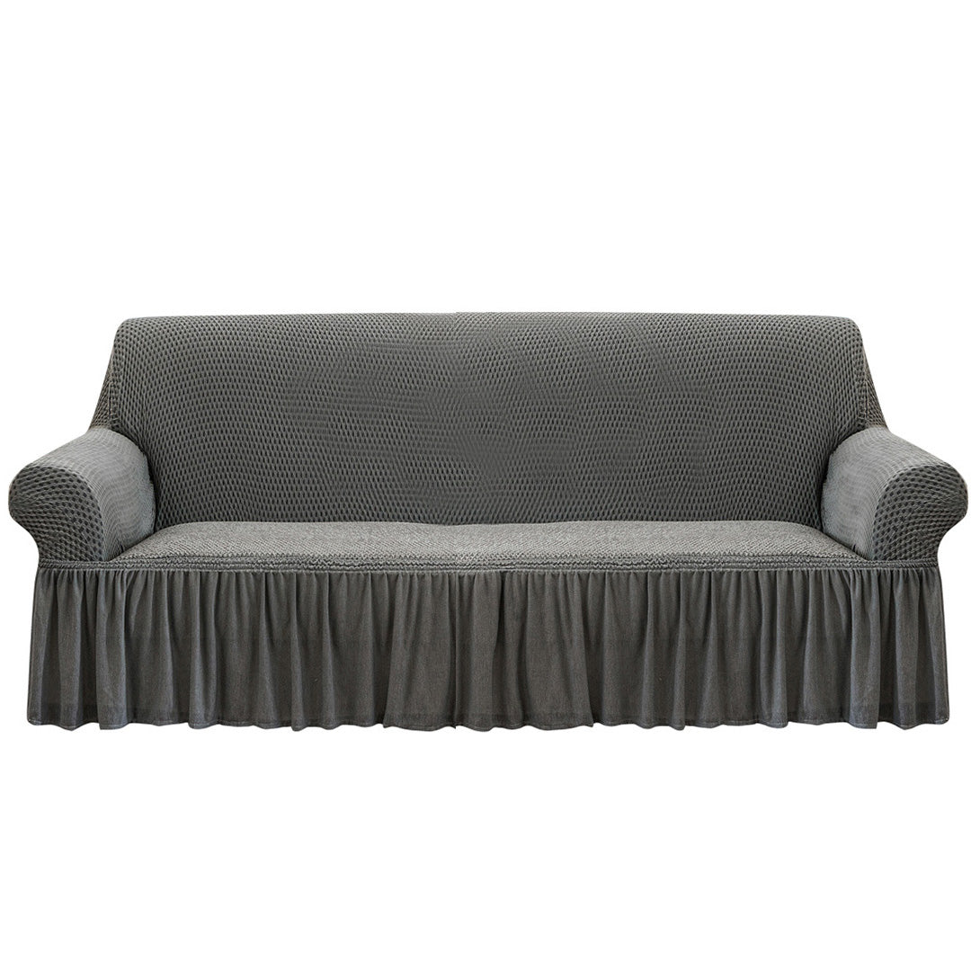 SOGA 4-Seater Grey Sofa Cover with Ruffled Skirt Couch Protector High Stretch Lounge Slipcover Home Decor $ 111.50