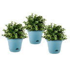 SOGA 19.5cm Blue Plastic Plant Pot Self Watering Planter Flower Bonsai Indoor Outdoor Garden Decor Set of 3 $ 43.50