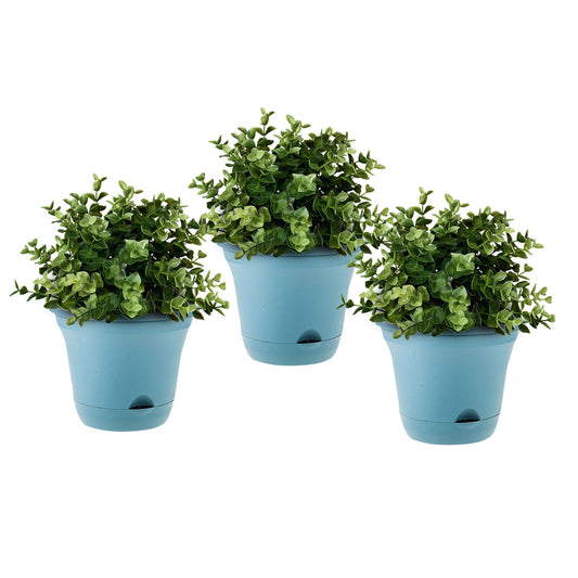 SOGA 19.5cm Blue Plastic Plant Pot Self Watering Planter Flower Bonsai Indoor Outdoor Garden Decor Set of 3 $ 43.50
