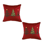 SOGA 2X 45cm Burgundy Red Throw Pillow with Three Embroidered Christmas Trees Festive Holiday Square Cushion Home Decor $ 101.50