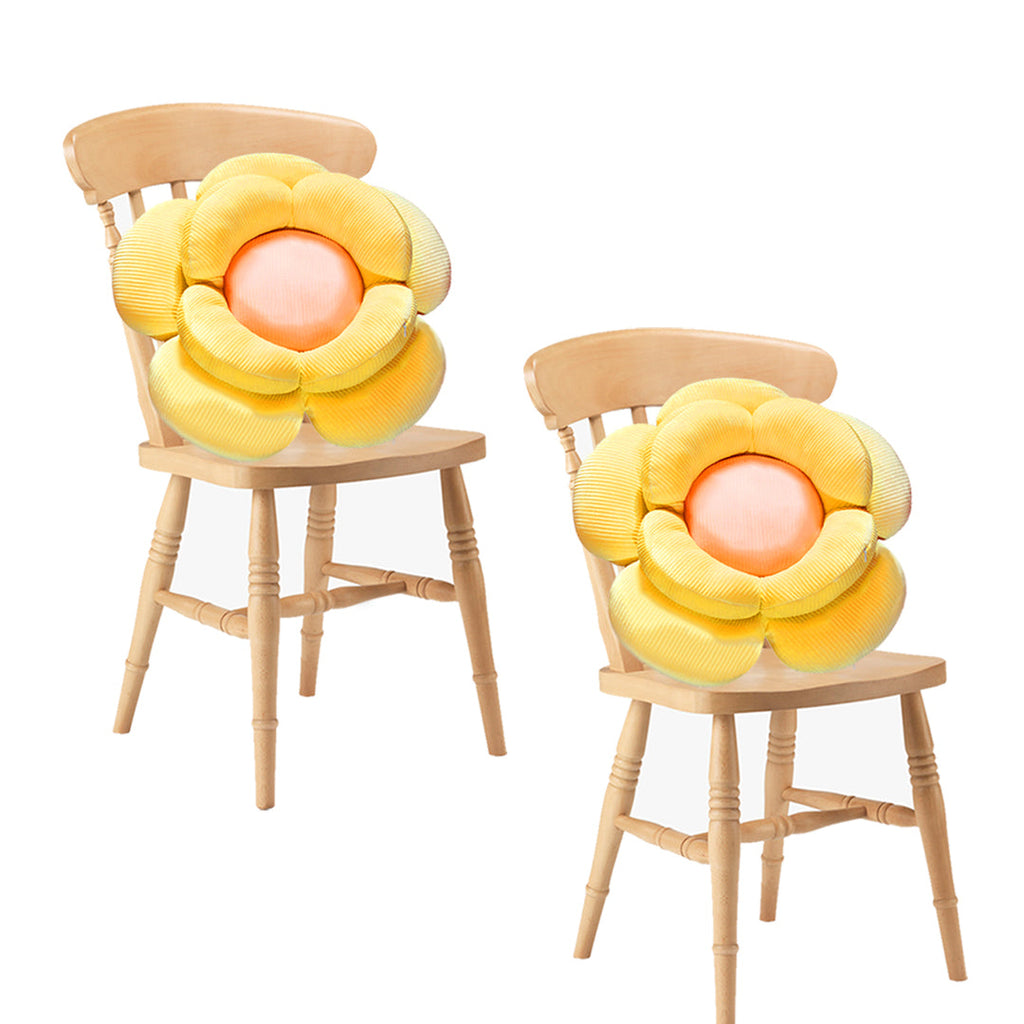 SOGA 2X Yellow Double Flower Shape Cushion Soft Bedside Floor Plush Pillow Home Decor $ 161.90