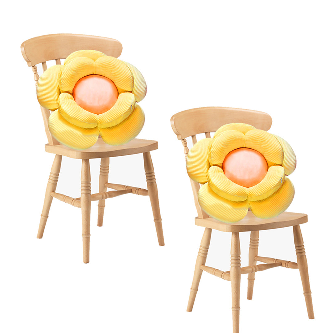 SOGA 2X Yellow Double Flower Shape Cushion Soft Bedside Floor Plush Pillow Home Decor $ 161.90