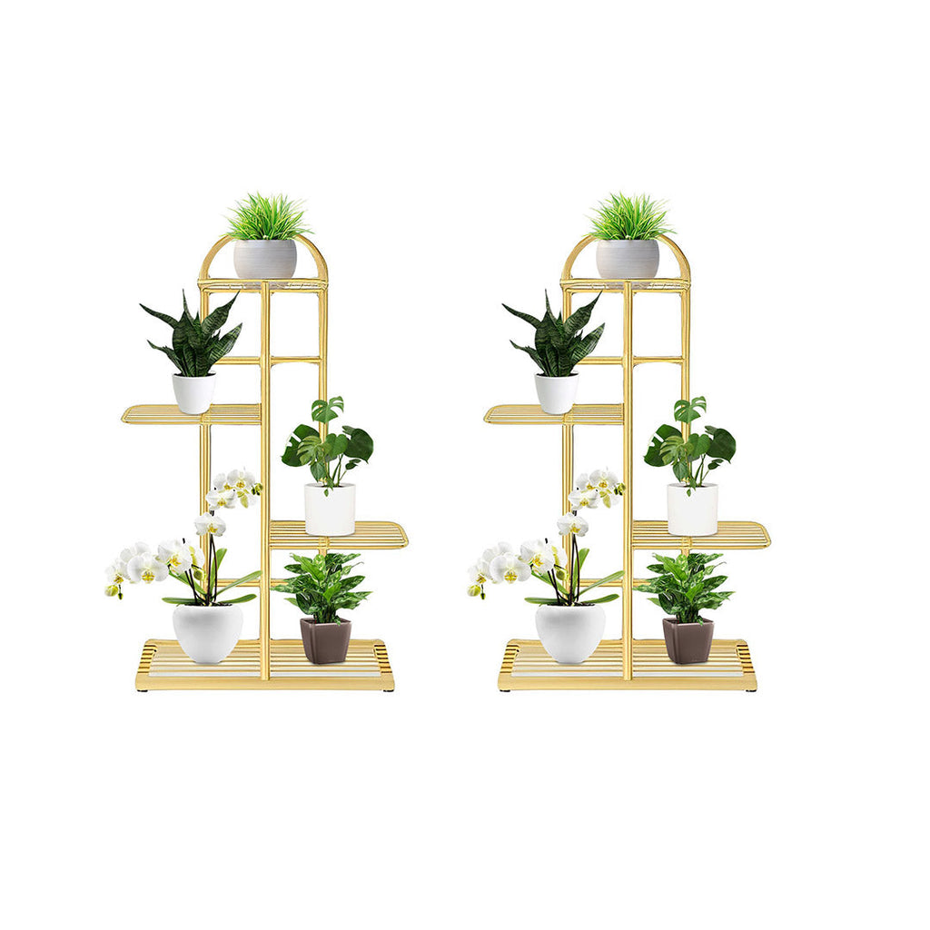 SOGA 2X 4 Tier 5 Pots Gold Metal Plant Stand Flowerpot Display Shelf Rack Indoor Home Office Decor $ 107.90