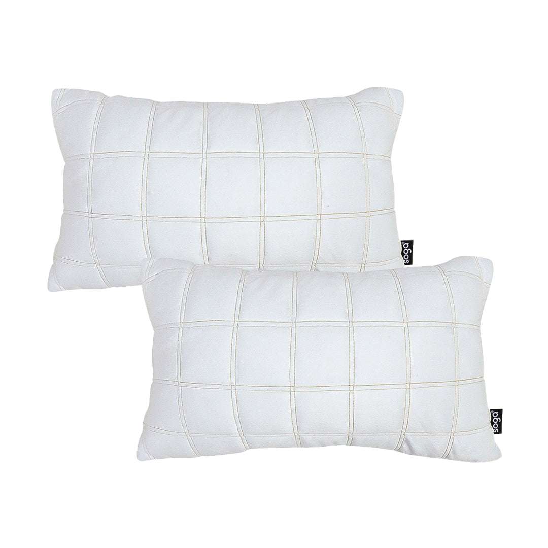 SOGA 2X 30cm White Quilted Grid Pattern Decorative Throw Pillow $ 216